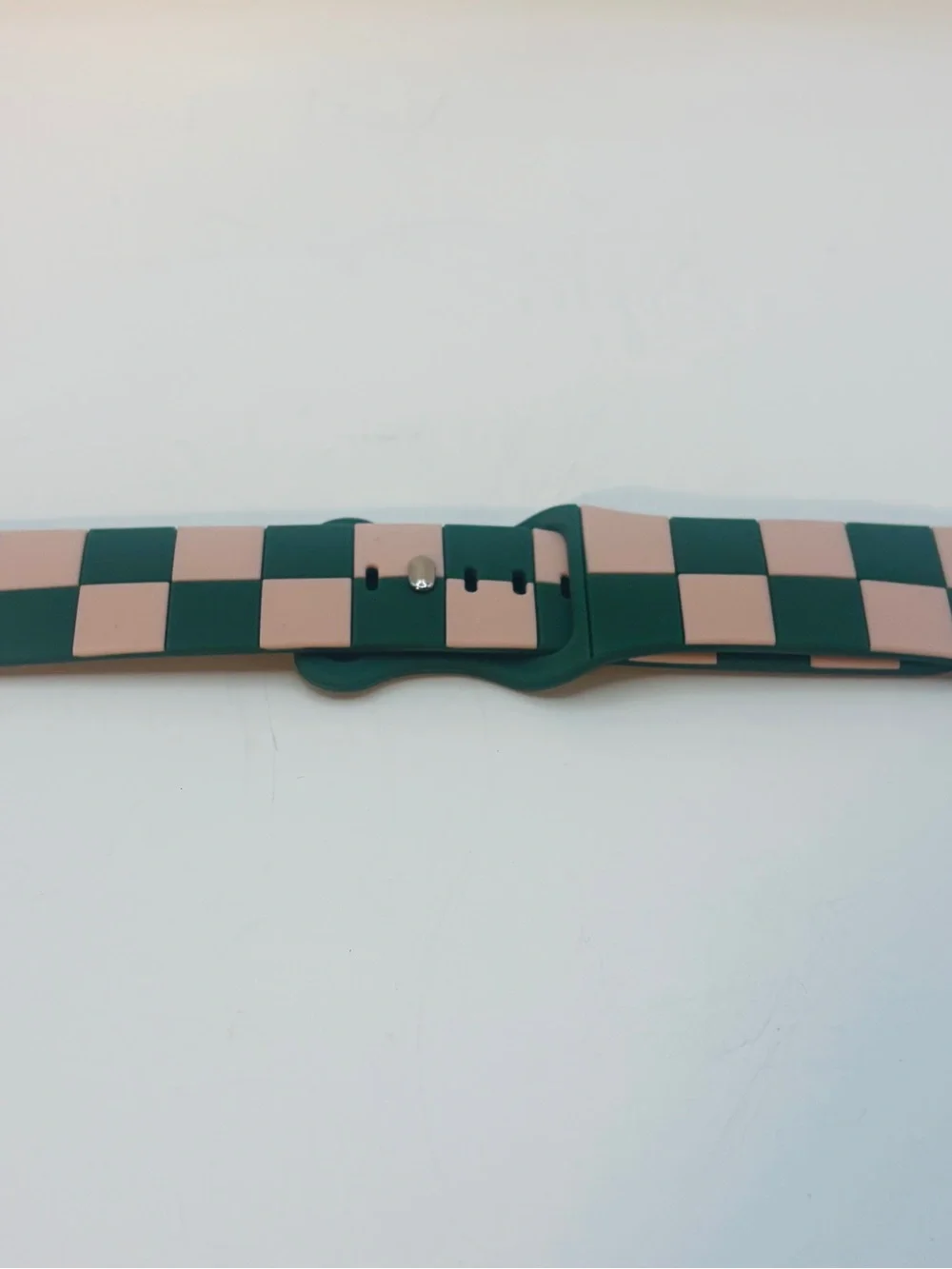 Apple Watch Band Green and Pink Checkerboard Silicone Strap